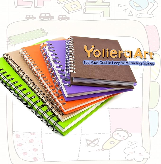 100 Pack Double Loop Wire Binding Spines, YolieraArt Wire Binding Spines, 7/16 Inch Binding Wire for Letter Size (80 Sheet Capacity, 100P, 3:1 Pitch, Black)