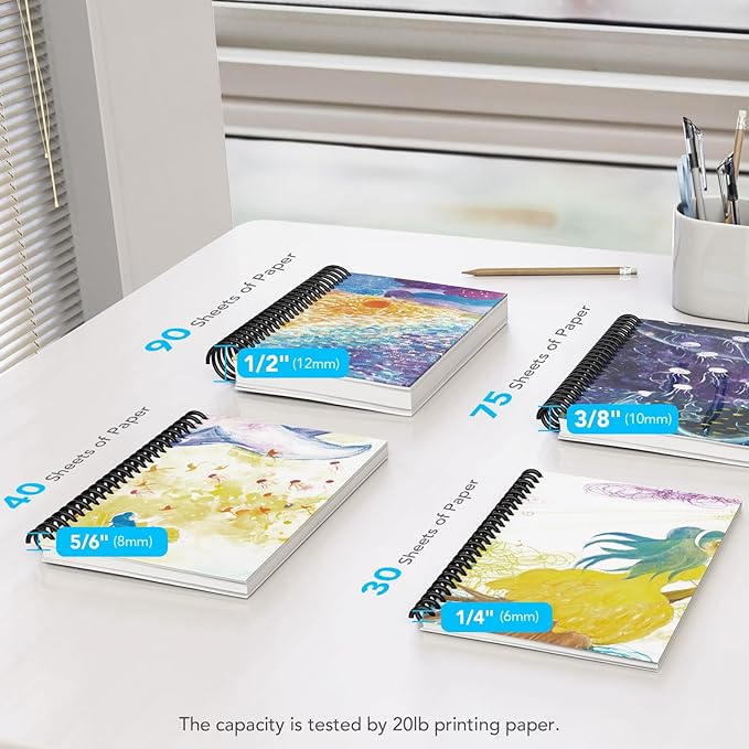 150 Pack Plastic Spiral Binding Coils,1/4", 5/16", 3/8", 1/2", 5/8", 3/4", 4:1 Pitch Multi-Size Pack of 150