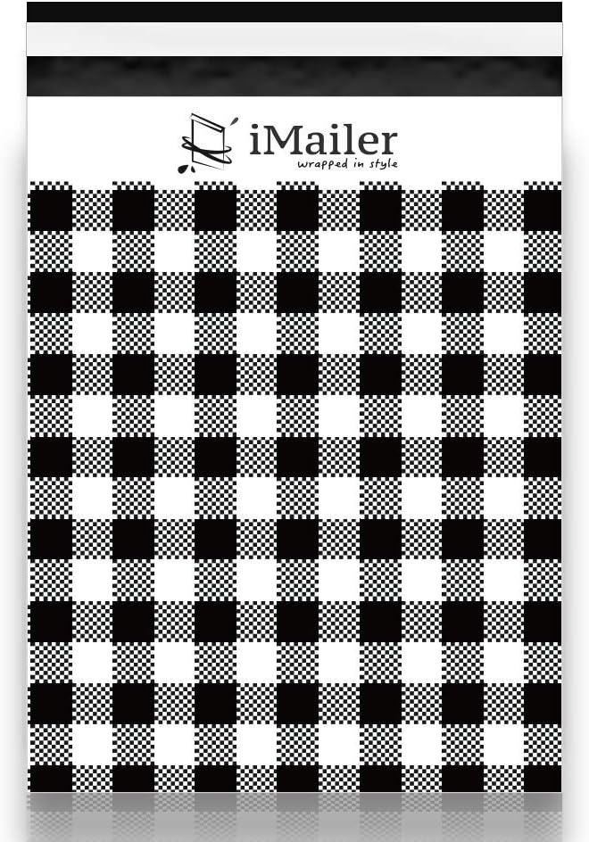 100 Count - 10x13 inch Poly Mailers Black Gingham Plaid Shipping Bags,Mailing Envelope with Self Seal Strip