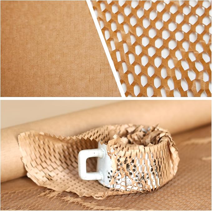 Honeycomb Packing Paper 20" x 420' Recyclable Cushion Packing Paper Expanding Honeycomb Packing Paper Wrap Roll Eco Friendly for Moving Shipping Gift Packaging Breakables