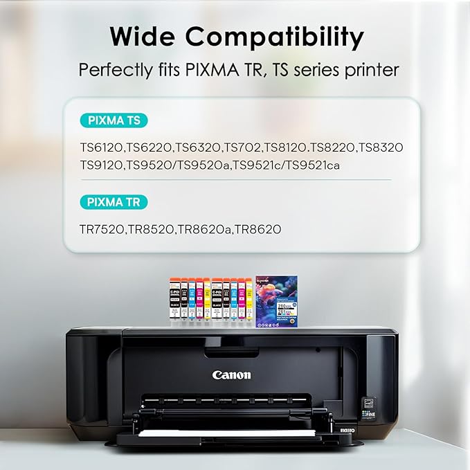 10 Pack 280 281 XXL Ink Cartridges Replacement for Canon 280XL 281XL Ink Cartridges PGI-280XXL CLI-281XXL for TR8620a TR8520 TR8620 TR8600 TR7520 TS6120 TS6220 TS9120 TS6320 TS8220 Printers