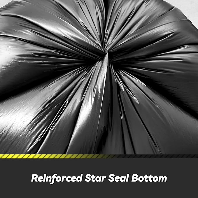 150 Count 55-60 Gallon Trash Bags, Sturdy & Tear-Resistant Commercial Can Liners 55 Gallon, Large Garbage Bags, Large Black Trash Bags for Commercial, Lawn and Leaf Bags