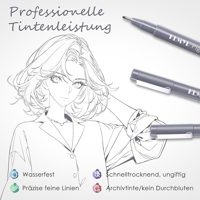 10 Micro Fine liner Drawing Art Pens Calligraphy Pens: 0.05mm-1.0mm Size Grey Art supplies Waterproof Archival Grey Ink Markers For Artists,Use for Professional Watercolor,Sketching