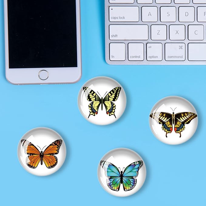 12Pcs Glass Strong Refrigerator Magnet Fridge Sticker,Butterfly Crystal Fridge Magnets Decoration for Crafts,Strong Fridge Magnets for Kitchen, School,Office Whiteboard, Cabinet and Dishwasher