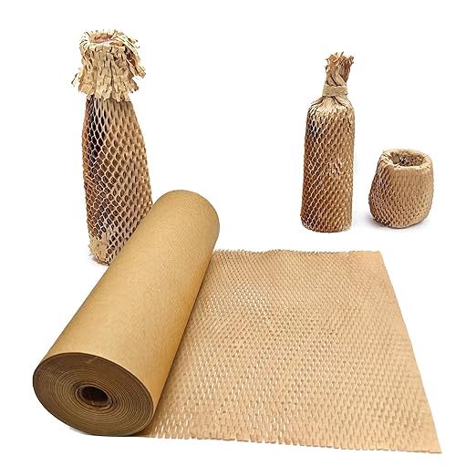 Honeycomb Packing Paper, 15" x 262' Honeycomb Cushioning Wrap Roll for Moving Shipping Packaging Gifts, Recyclable Honeycomb Paper Moving Supplies Bubble Paper Wrapping Protective Roll Khaki