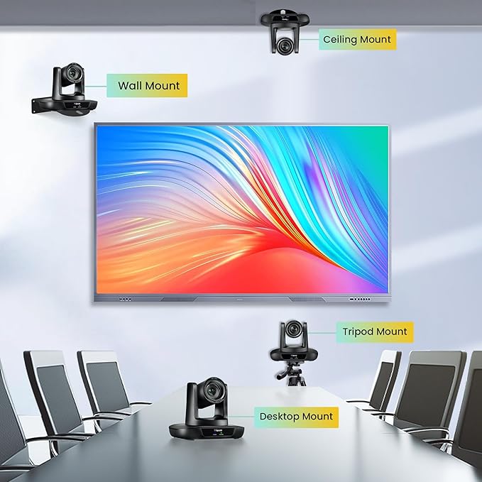 12X Optical Zoom Conference Room Camera USB3.0 HDMI PTZ Camera 1080P 60FPS Wide-Angle for Video Conference Church Live Streaming Meeting Education Works with Zoom Webex OBS YouTube