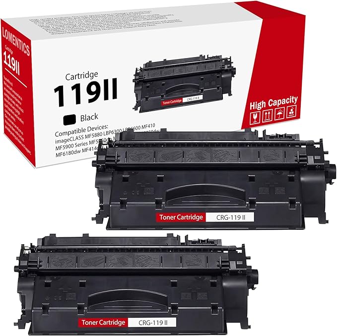 119II Black High Yield Toner 2 Pack - DRWN Compatible Toner Cartridge Replacement for imageCLASS MF5880 MF5900 MF6100 MF410 LBP6300 LBP6600 LBP250 Series Printers | 3480B001AA