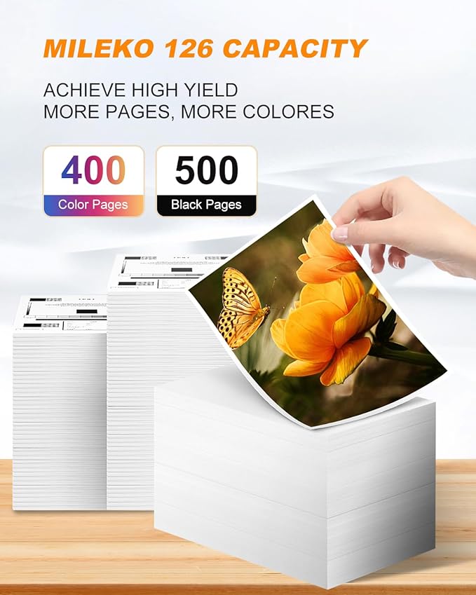 126 Ink Cartridges Remanufactured Replacement for Epson 126 Ink Cartridges for Epson 126 T126 Ink use for Epson Workforce WF-3520 WF-3540 WF-7010 435 545 645 845 60 Stylus NX430 (10 Pack，126 Ink)