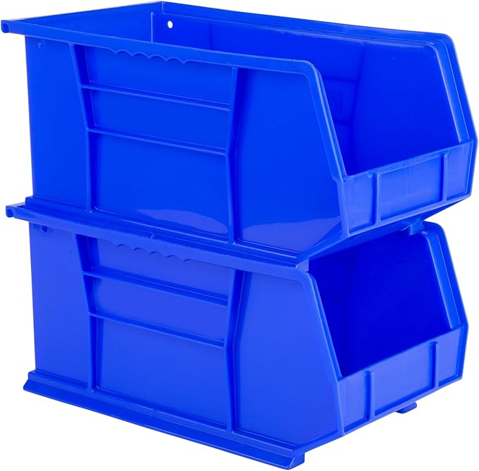 Hudson Exchange 15" x 8" x 7" Plastic Stackable Storage Bin and Hanging Container (Blue, 1 Pack)