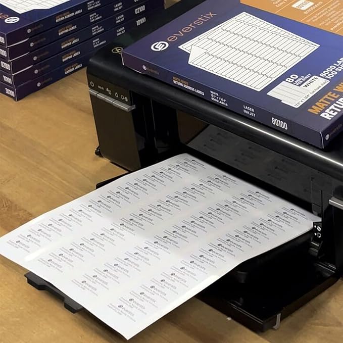 1/2" x 1-3/4", 100 Sheets, 8000 Return Address Labels for Laser & Inkjet Printers, Letter Size