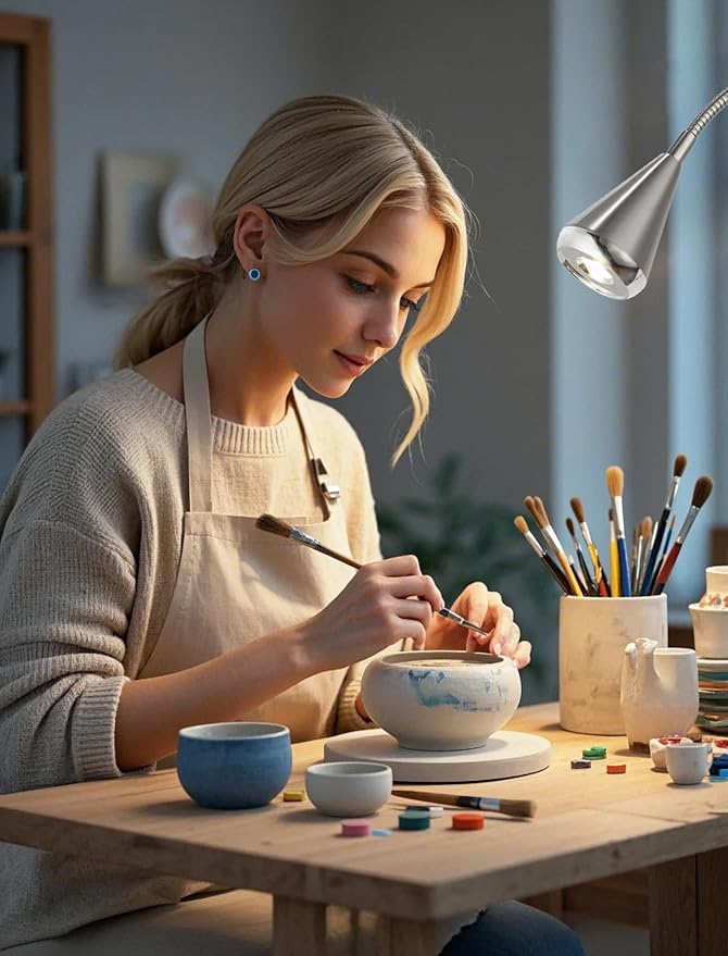 HomeFocus - Bedside Table Lamp,LED Desk Lamp,Reading Light,Eye-Caring for Reading Lamp,LED 5W,Touch dimmable Bedside lamp,Bedside Night Light,Metal,Satin Nickel.