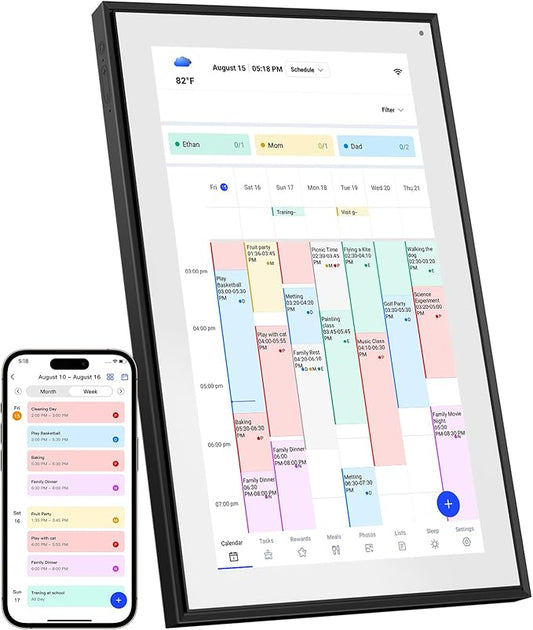 15.6 Inch Digital Calendar Wall Planner 2025-2026 – HD Touchscreen Smart Photo Display for Family Schedules, 32GB Electronic Calendar Chore Chart + To-do List, Wall Mount & Desktop Stand