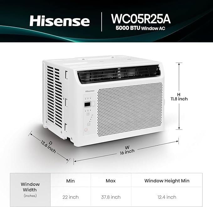 Hisense WC05R25A Window Air Conditioner, 5,000 BTU, White
