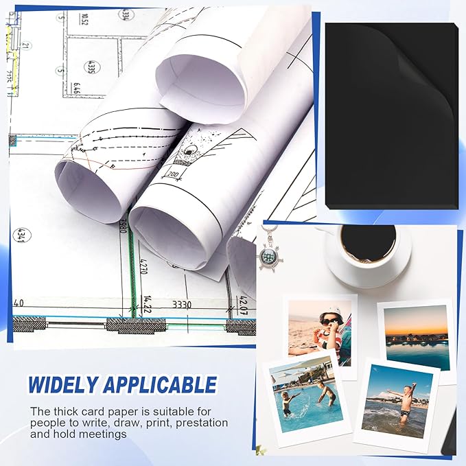 100 Pcs Printer Paper 11 x 17 Inch Copy Paper 52 lb Glossy Paper Heavy Weight Cardstock Tabloid Paper Heavy Card Stock for Presentation Laser Back to School Office Supplies (Black)