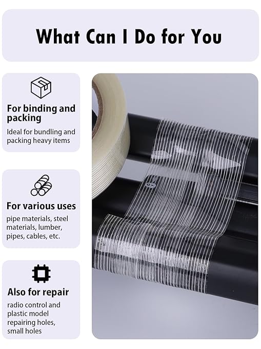 10 Pack 3/4 in×27YDS, Filament Strapping Tape, 270yds Total, Clear Fiberglass Reinforced Packing, Heavy Duty Wearproof Tape, Extra Thickness 5.5 mil
