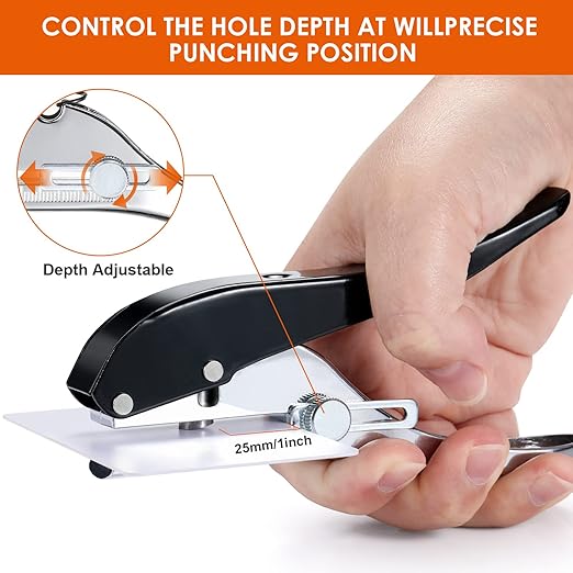 Hole Punch 4mm Single Hole Punch,Heavy Duty Hole Puncher Single,Paper Punch Portable Hand Held Long Hole Puncher for Paper Cards Plastic Cardboard