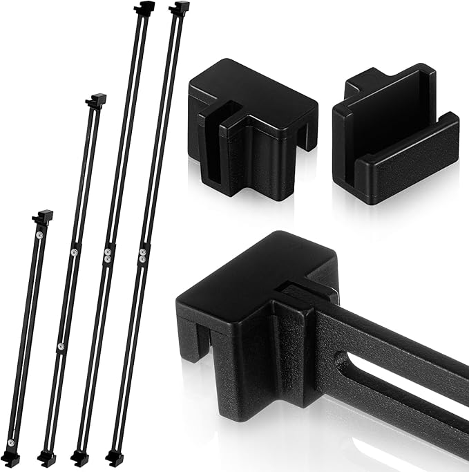 12 Pcs Metal Adjustable File Cabinet Rails Set Include 8 Hanging File Rail Clips 4 Cabinet Dividers Bars Suitable for Cabinets with Drawer Thickness Less Than 1/8 Inch(Black,18-32.5 Inch)