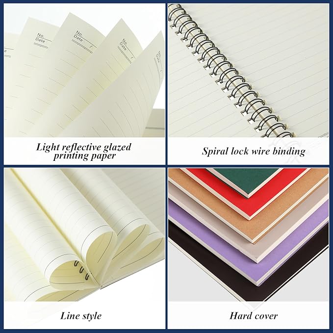 12 Pack Small Spiral Notebook A5 Lined College Ruled Spiral Journal Notebook 5.5 x 8.3 Inch Kraft Cover, 120 Pages for Work Students Office Business(Dark Color)