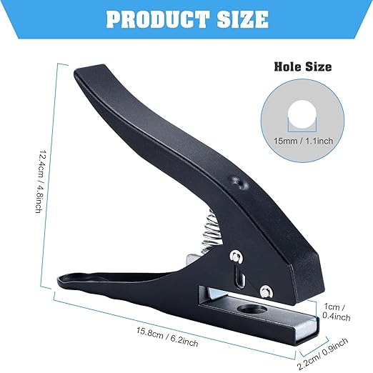 Hole Punch,Heavy Duty Hole Puncher Single,Paper Punch Portable Hand Held Long Hole Punch for Paper Cards Plastic Cardboard (15MM)