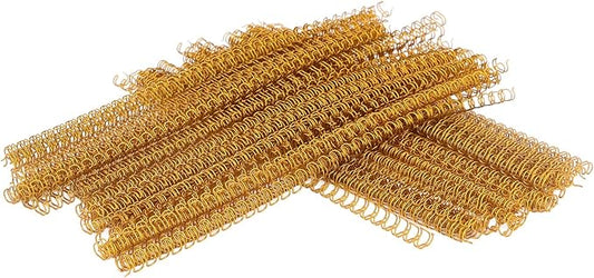 100 Pack Metal Twin Loop Binding Wire Coils, 34-Loop, 3/4" Cinch Book Binding Wire, 3:1 Pitch, YolieraArt Double Loop Bindings180 Sheet Capacity Fit for School Office Notebook Maker Gold