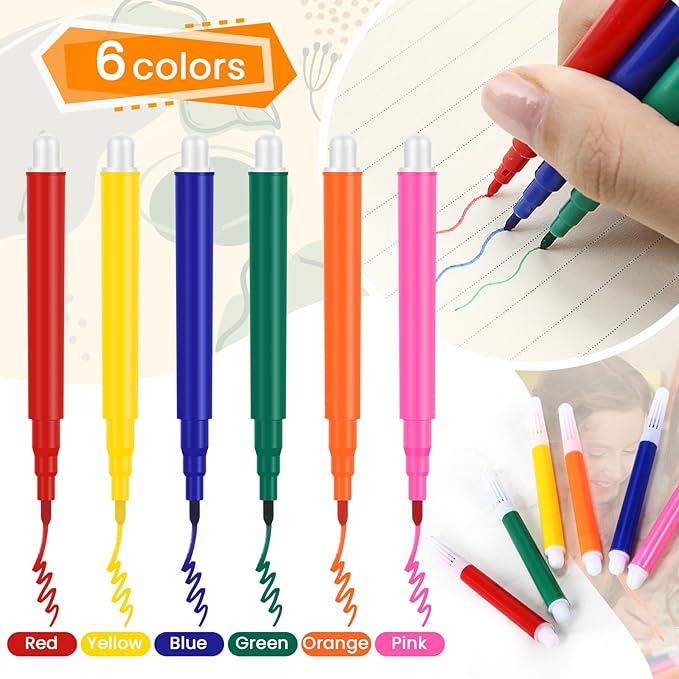 144 Pcs Mini Markers Colored Pen 3.4 Inch Vibrant Colors Portable Short Colored Markers Assorted Multicolor Watercolor Marker Pen for Kids and Adult Glass Office School Supplies (6 Colors)