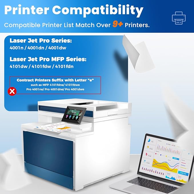 148X Toner Cartridge Laser Jet Pro 4001n 4101fdw 4001dn 1 Pack Compatible for HP 148X 148A W1480X W1480A Toner Cartridges Black for HP148X for HP Laser Jet Pro 4001n 4001dn 4001dw MFP 4101fdw 4101fdn