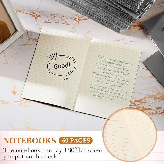 100 Pcs Kraft Notebook Journals 5.5 Inch x 8.3 Inch A5 Softcover Notebooks Bulk for Writing Sketch Office Notepad with 60 Pages 30 Sheets (Multicolor,Lined)(Grey,Lined)