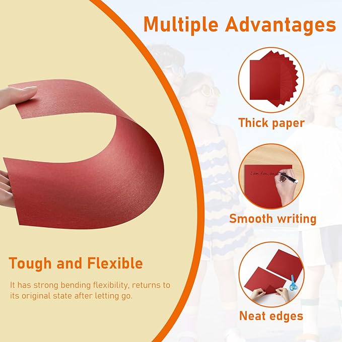 100 Sheets Christmas Red Cardstock 8.5 x 11 Scrapbooking Paper, 92lb Heavyweight Printer Paper Card Stock for Wedding Invitations, School, DIY Cards Making, Anniversary Card, Graduations