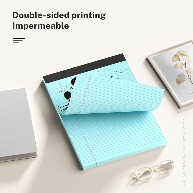 12 Pack Color Legal Pads 8.5 x 11 College Ruled Paper Note Pads Narrow Ruled 50 Sheets per Notepad Perforated Writing Pad Durable Sturdy Back 8x11 Pads of Paper Pink Purple Blue Green White Yellow