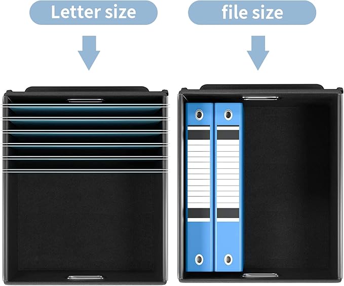 Huolewa Collapsible File Storage Organizer Box with Lid, Hanging File Folders Box Organizer with Plastic Slides, Decorative Home/Office Filing System Boxes for File and Folders Storage - Powderblue