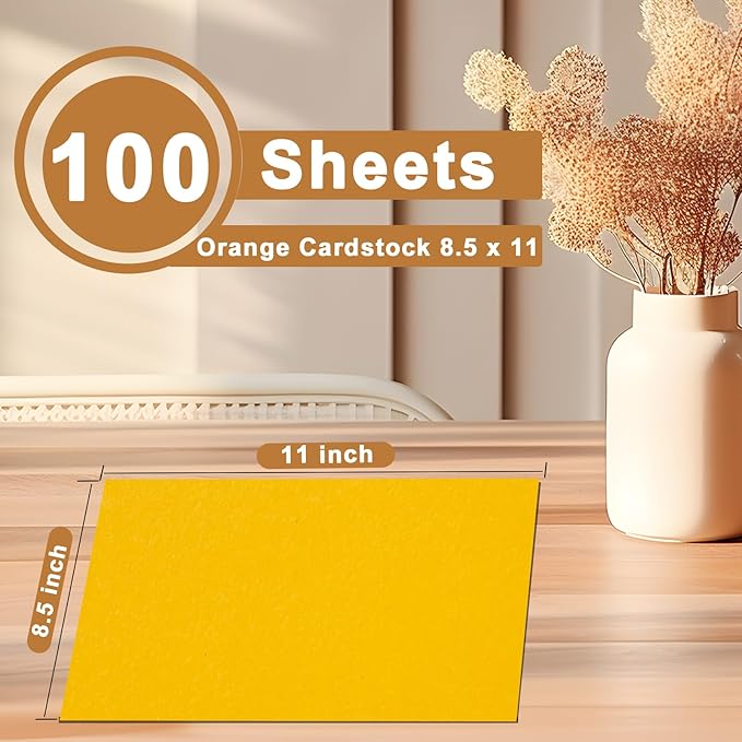 100 Sheets Yellow Cardstock 8.5 x 11 Scrapbooking Paper, 200gsm/75lb Heavyweight Printer Paper Card Stock for DIY Card Making, School, Wedding Invitations, Party Decoration, Certificates