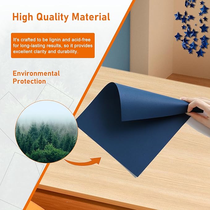 100 Sheets Navy Blue Cardstock 8.5 x 11 Certificate Paper, 92lb Premium Craft Paper Card Stock for Wedding Invitations, Greeting Cards, Memus, Making Cards, Graduations