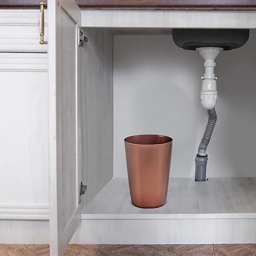 HOLDN’ STORAGE Small Trash Can - 1.58 Gallon Open Top Waste Bin, Compact Waste Can Perfect for Bathroom, Kitchen, Office, Dorm - Durable Garbage Can - Copper