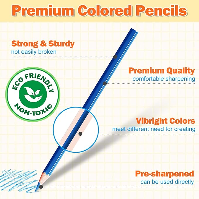 12 Pack Colored Pencils,144 Count Pre-Sharpened Colored Pencils Bulk,12 Color Pencil for Classroom Prizes Gifts,Back to School Supplies,Coloring Pencil Art Supplies for Kids
