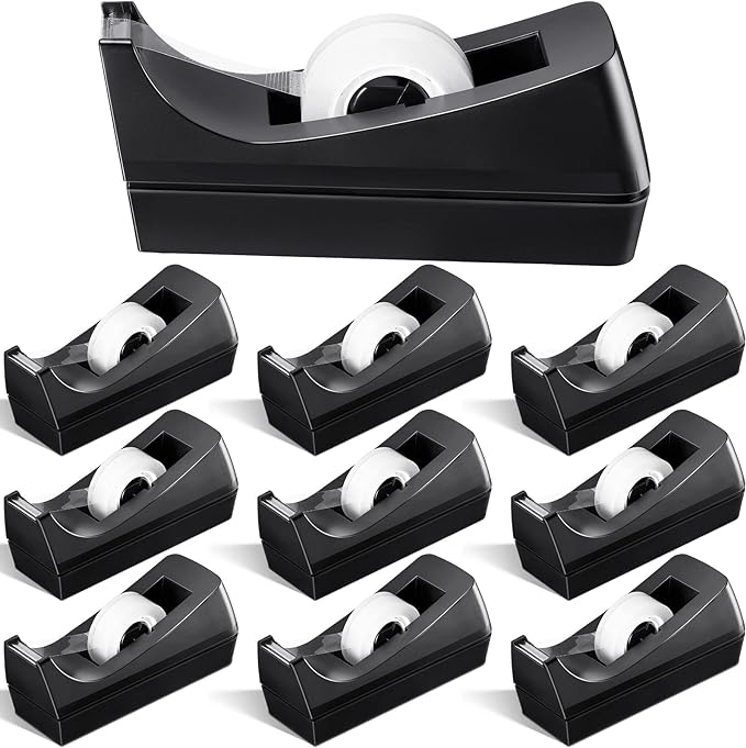 10 Pack Desktop Tape Dispenser Tape Roll Non Skid Base Tape Dispensers for Office Home School (Tape Not Included)