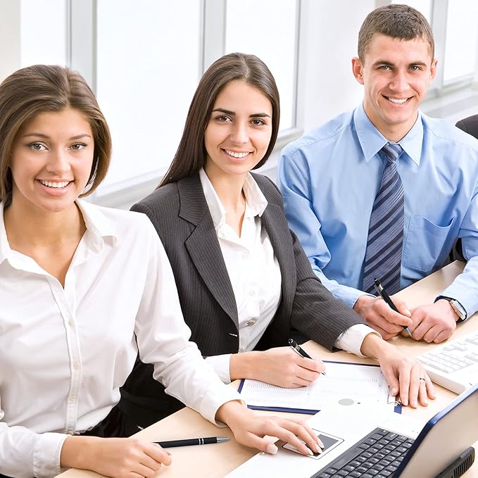 12 Pieces Ballpoint Pen with Stylus Tip, 1.0 mm Black Ink Metal Pen Stylus Pen for Touch Screens, 2 in 1 Stylus Ballpoint Pen (Black)