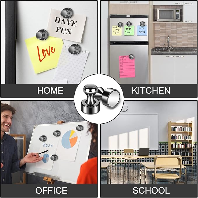12Pack Strong Refrigerator Magnets - Small Neodymium Fridge Magnets for Whiteboard Office School Kitchen