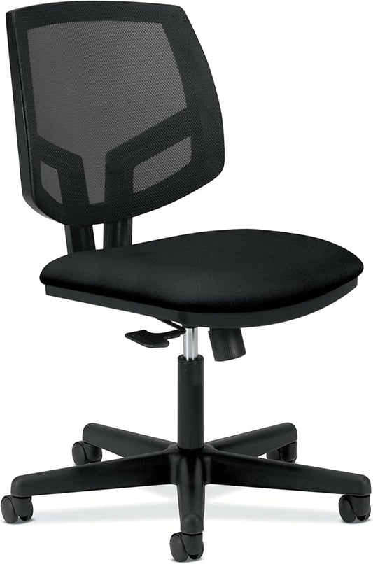 HON Volt Fabric Office Chair with Mesh Back, Home Desk Chairs with Wheels, Ergonomic Recline and Center Tilt, Black
