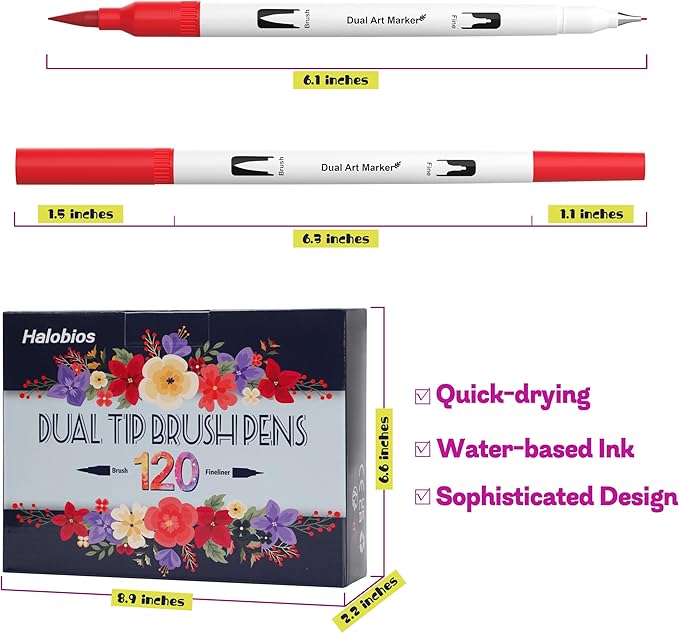 120 Color Dual Tips Brush Pens, Fine and Brush Tip Markers with Swatch Card for Adult Coloring, Art Markers Set for Journaling Calligraphy Drawing Sketching Doodling Illustrating