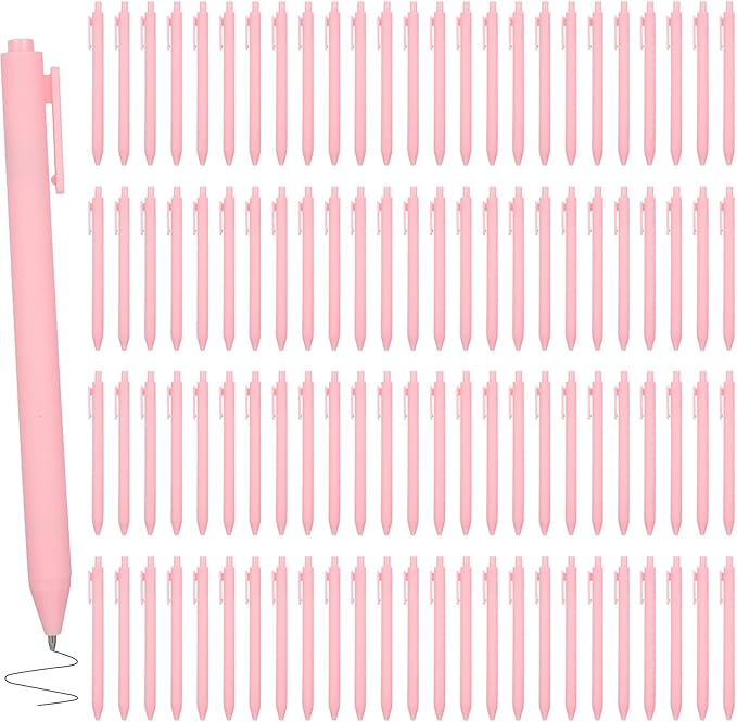 100 Pcs Ballpoint Pens, 1.0 mm Retractable Comfortable Writing Pens Large Capacity Black Ink Ballpoint Pen Set for Teacher Student Office School Home Supplies