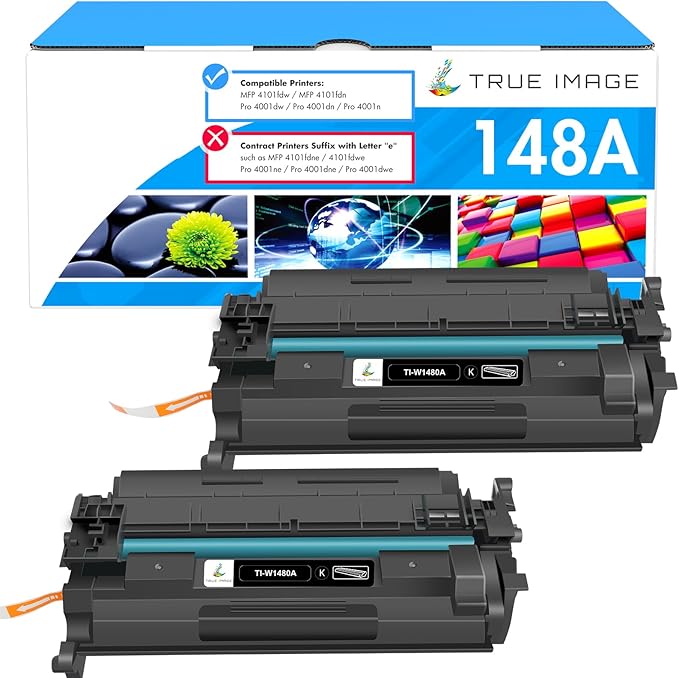 148A Toner Cartridge Black 148X Compatible Replacement for HP 148A 148X W1480X W1480A for HP Laserjet Pro 4001n 4001dw 4001dn MFP 4101fdw 4101fdn Printer Ink (2 Pack)