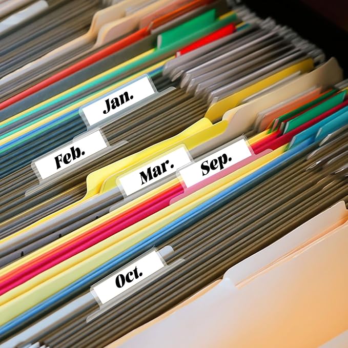 100 Pieces 2 Inch Insertable Self-Adhesive Tabs with Printable Inserts with File Folder Labels Clear Planner Tabs Stick on File Tabs Self Adhesive for Book Page