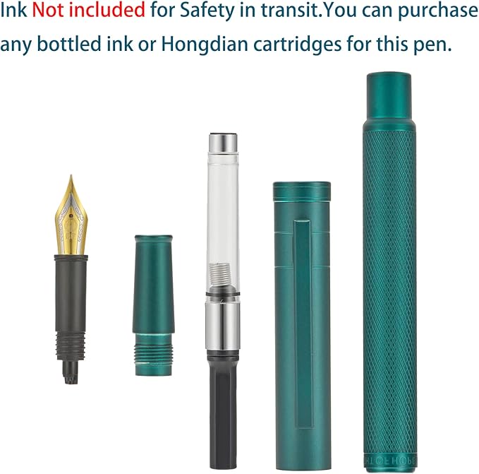 Hongdian 1851 Green Forest Fountain Pen Medium Nib, Classic Design with Converter and Metal Pen Case