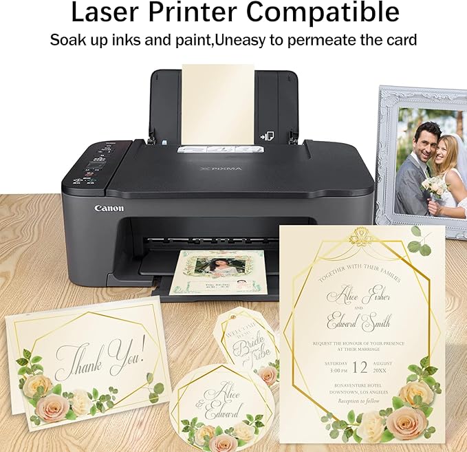 100 Sheets Cream Shimmer Cardstock 8.5 x 11 Off White Paper, Goefun 80lb Ivory Card Stock Printer Paper for Invitations, Certificates, Crafts, Card Making