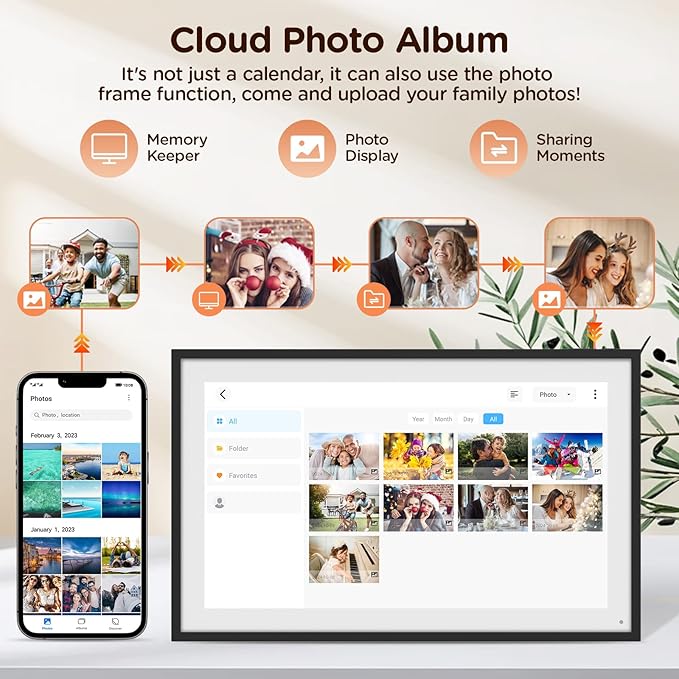 15.6 Inch Digital Calendar, Wall Electronic Desk Calendar, Full HD 1920 * 1080P IPS Touchscreen Interactive Display for Family Meal Planner Support - Streamline Household Organization