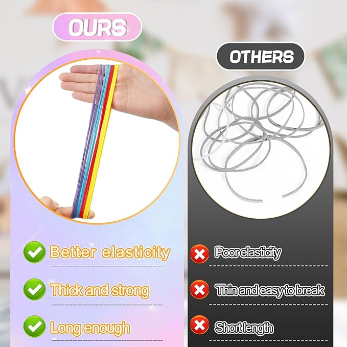 120 Pieces Extra Large Rubber Bands, Heavy-duty Silicone Rubber Bands, Thick Elastic Rubber Wrapping Bands for Office Tie Up Garbage Bag Notebook File Packing (4 Colors 7in Long)