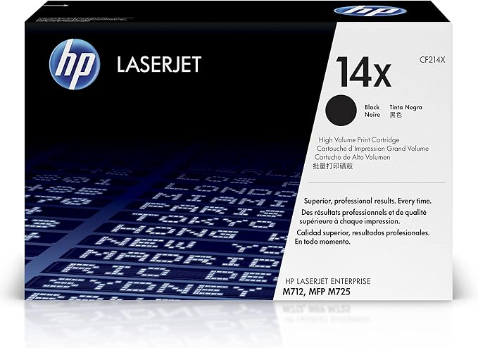 HP 14X Black High-yield Toner Cartridge | Works with HP LaserJet Enterprise M712 Series, HP LaserJet Enterprise MFP M725 Series | CF214X
