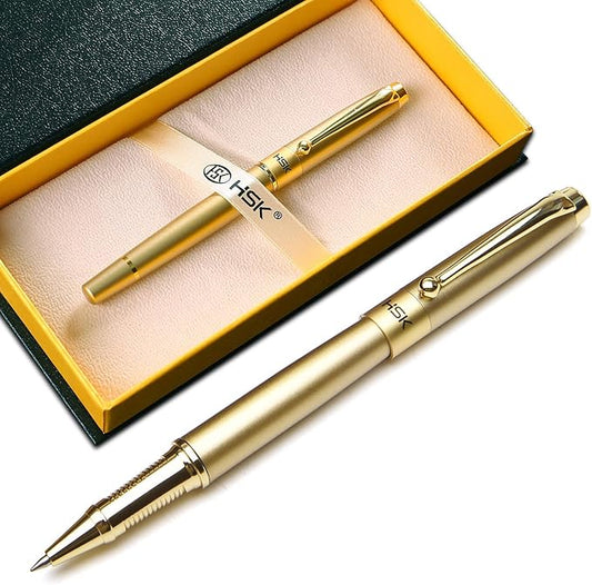 HSK Ballpoint Pens Luxury gift Pen Black Refill Line width 0.5mm,Best Ball Pen Gift Set for Men & Women Professional Executive,Office,Nice Pens Classy Gift Box (Gold)