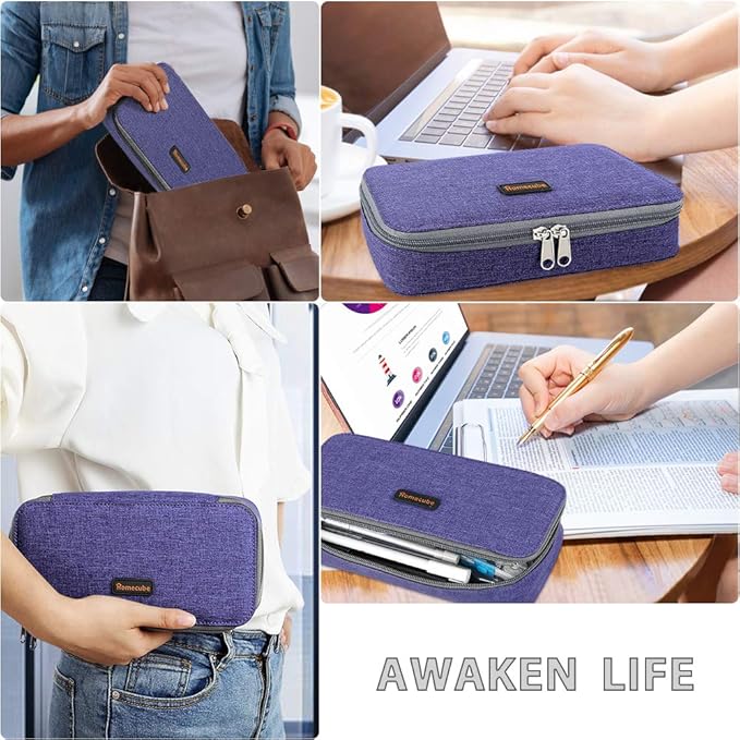 Homecube Big Capacity Pencil Case Oxford Cloth Bag Storage Pouch Marker Pen Pencil Cute Stationery Organizer Bag Holder with Zipper for Middle High School & Office Boy Girl Teen