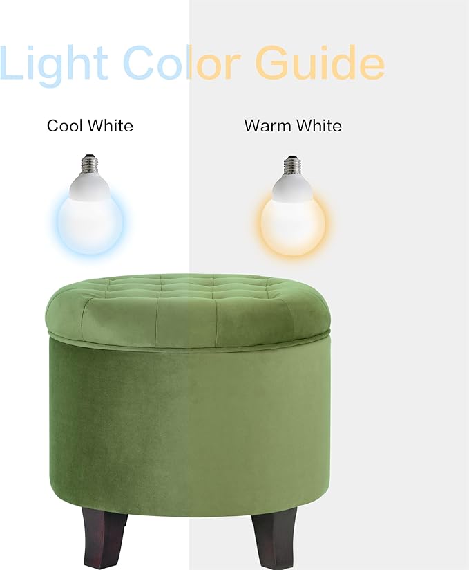 HomePop by Kinfine Fabric Upholstered Round Storage Ottoman - Velvet Button Tufted Ottoman with Removable Lid, Dark Green Small